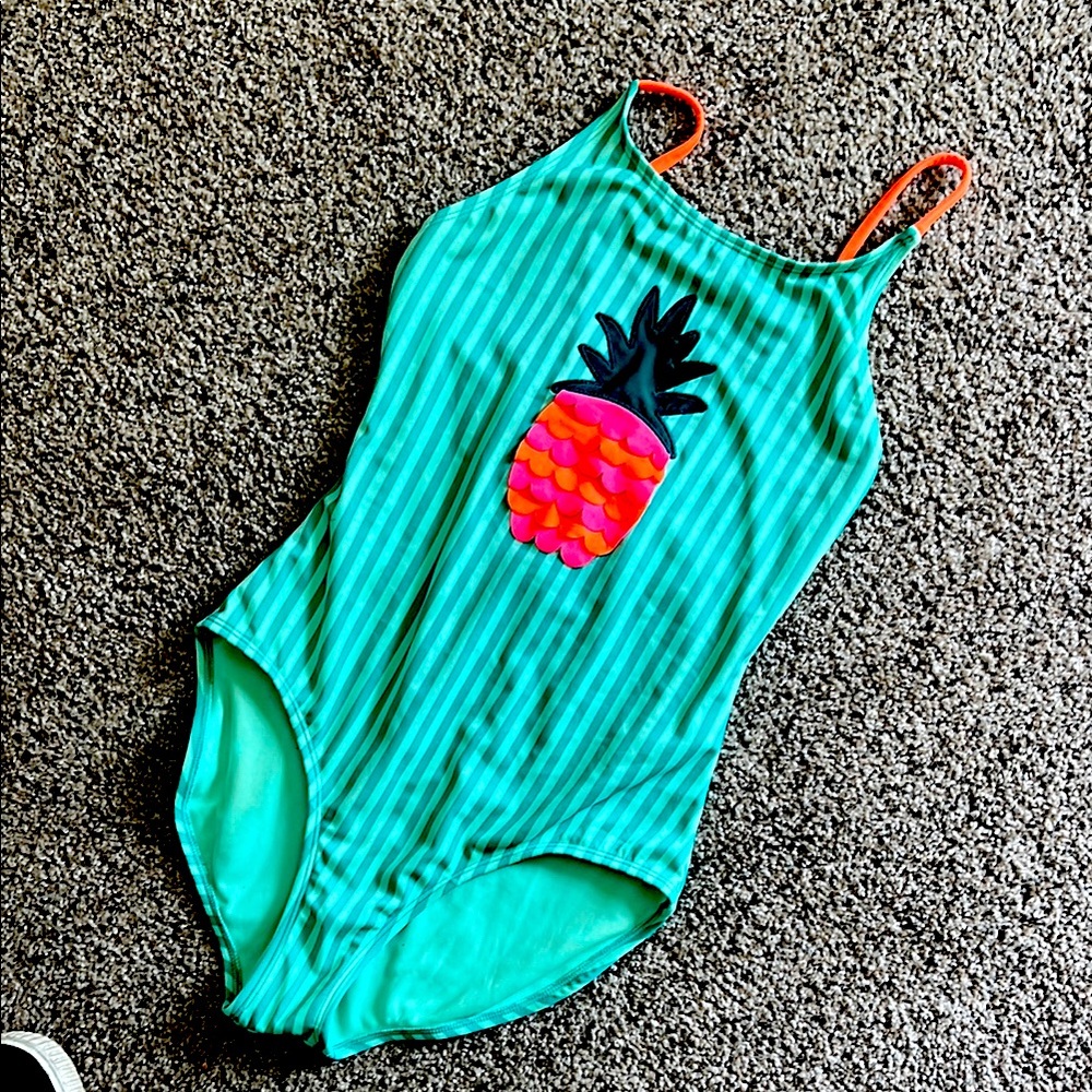 Kids Swim Pineapple Print Swimsuit - Green and Pink